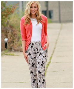 cardigan + floral print pants