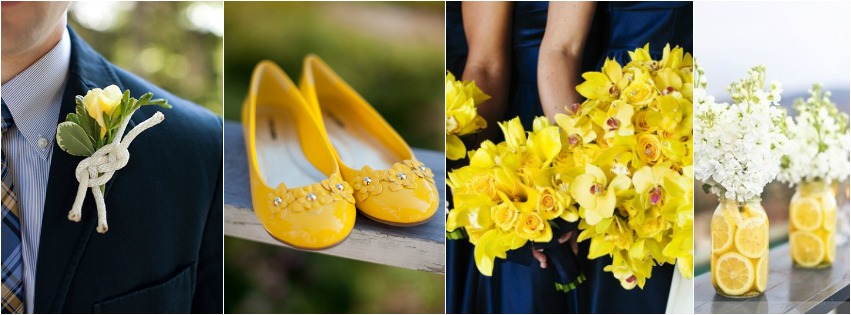 navy blue and yellow wedding