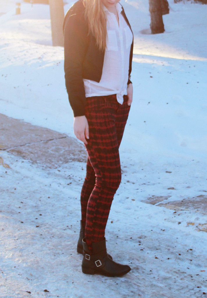 Red Patterned Pants + Booties