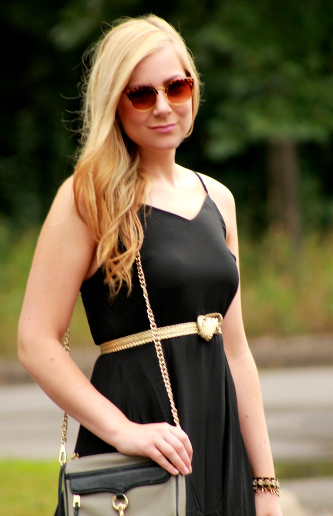 black maxi dress + vintage sunglasses