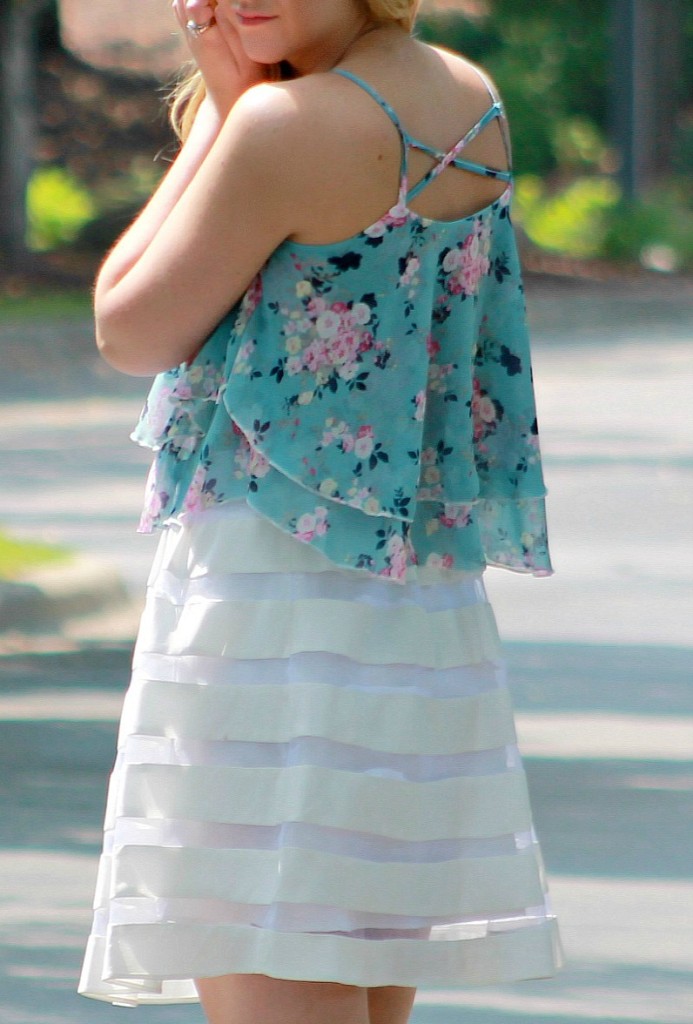 blue floral blouse