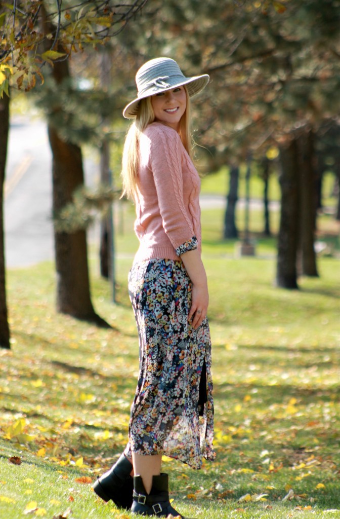layering a sweater over a maxi dress