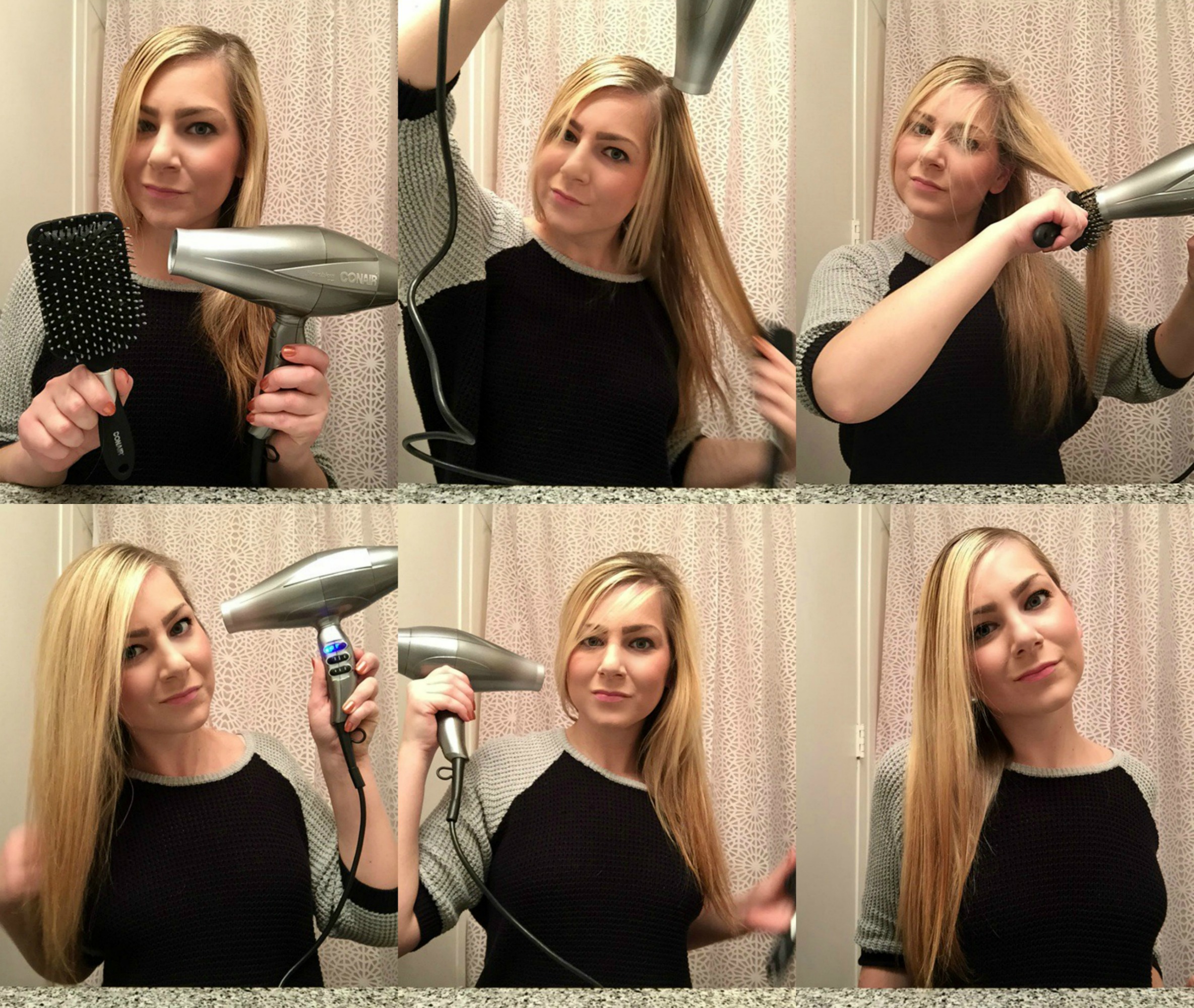 sleek and straight hair with conair blow dryer