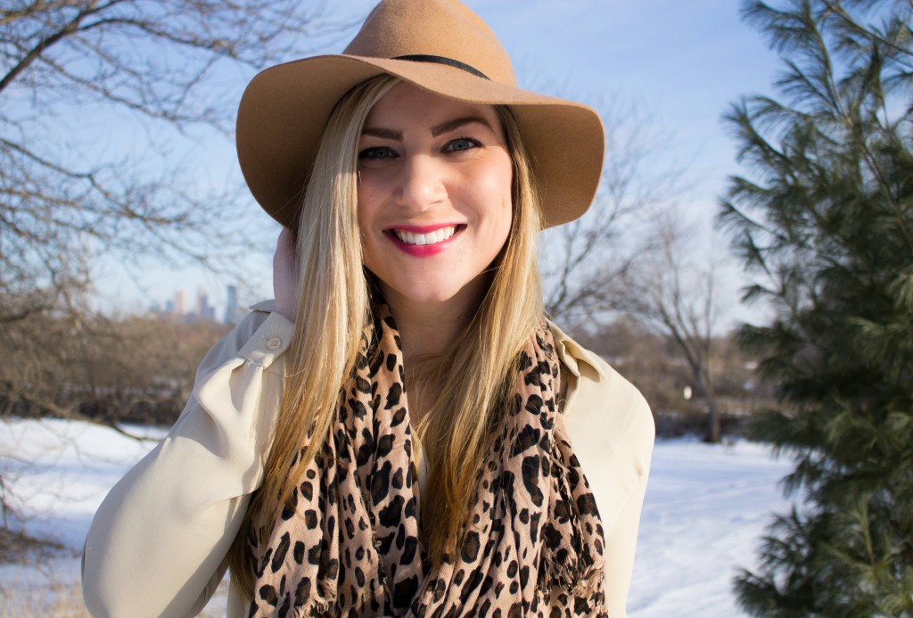 felt fedora + leopard scarf