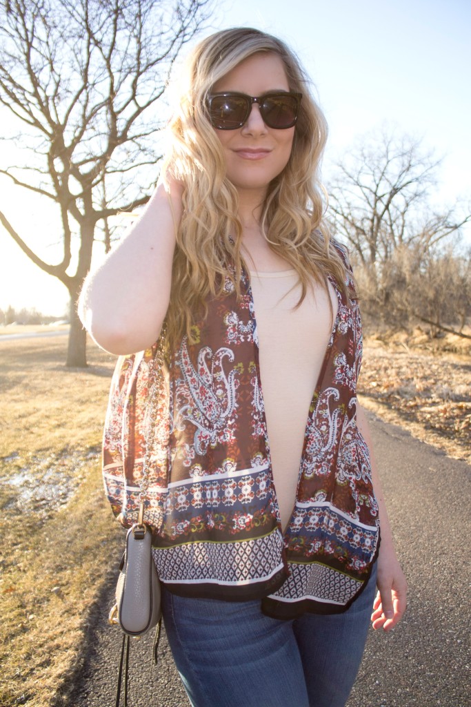 printed light weight cardigan