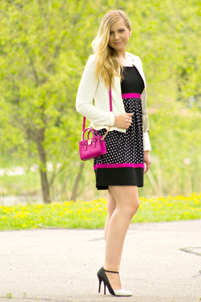 Polka dot and pink dress