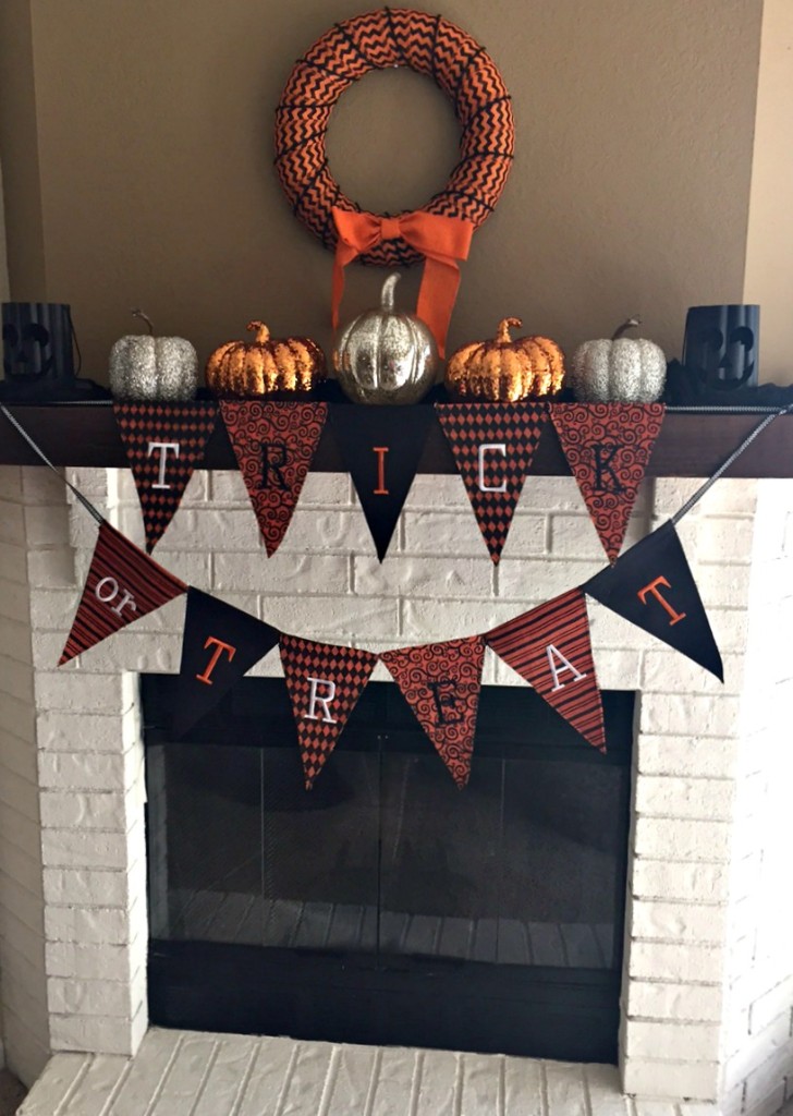 White Fireplace Halloween Decor