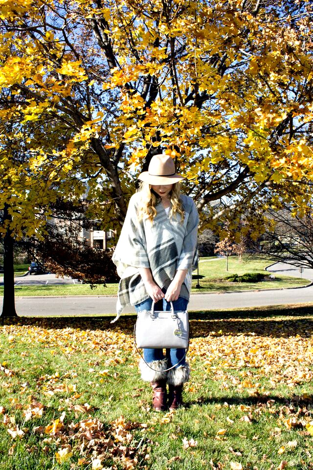 Fall Poncho in Leaves