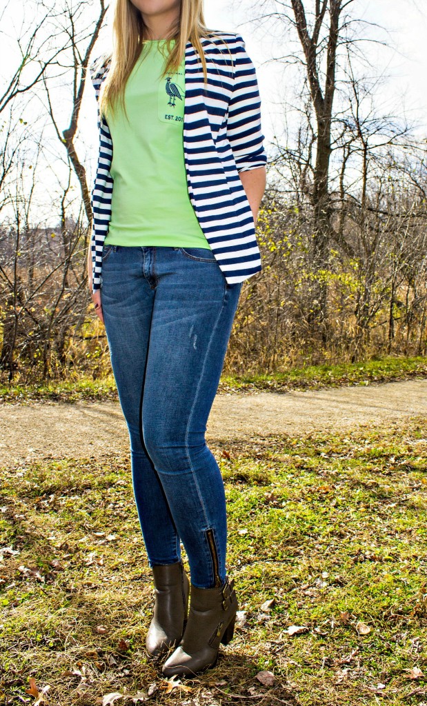 Striped Blazer + Central Standard Co. T-Shirt