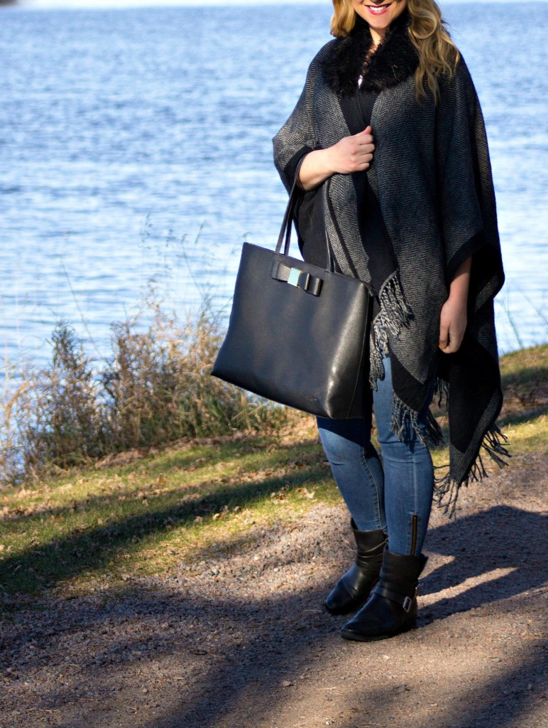 Poncho + Jeans + Booties