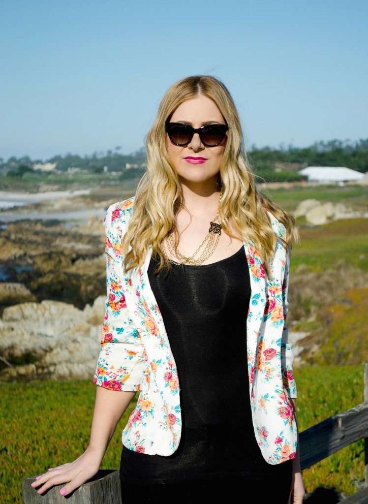 Floral Blazer + Black Tank