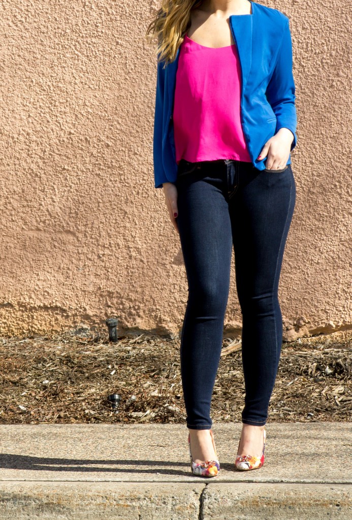 Color blocking - pink + blue