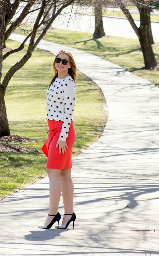 Bright Coral Banana Republic Skirt