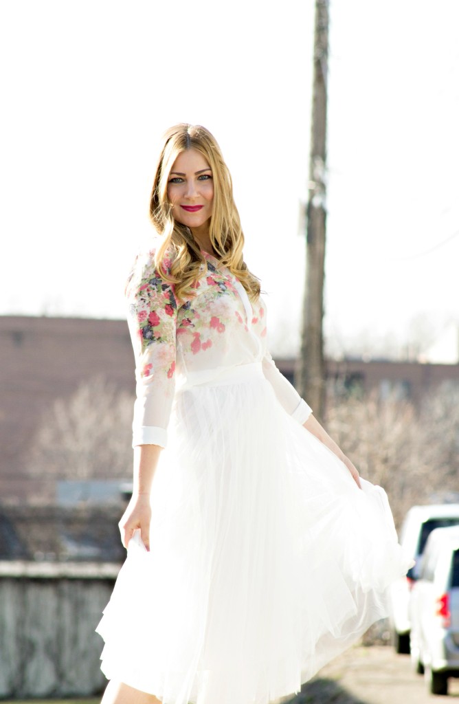 Tulle Skirt + Floral Blouse