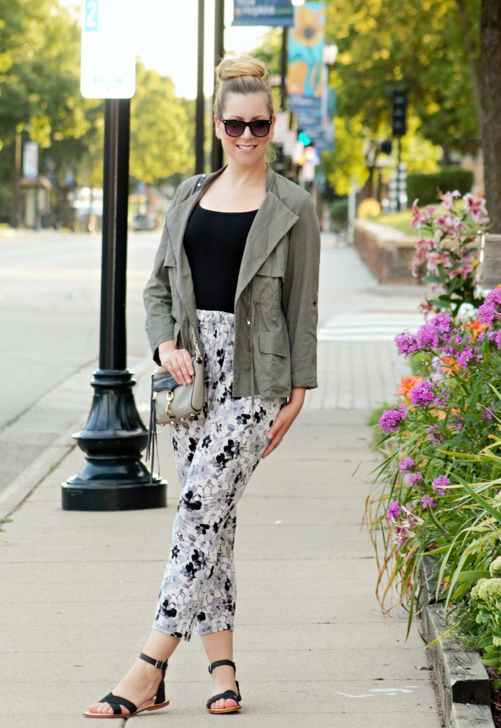 Green Jacket + Floral Pants