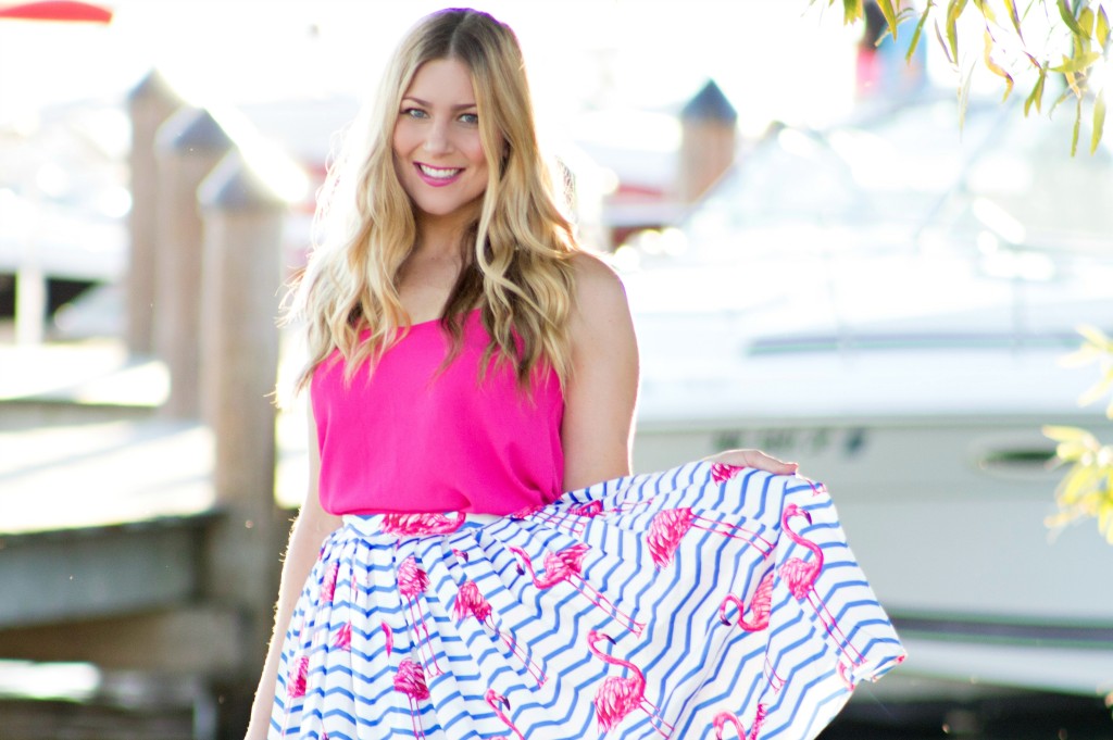 Chicwish flamingo print skirt