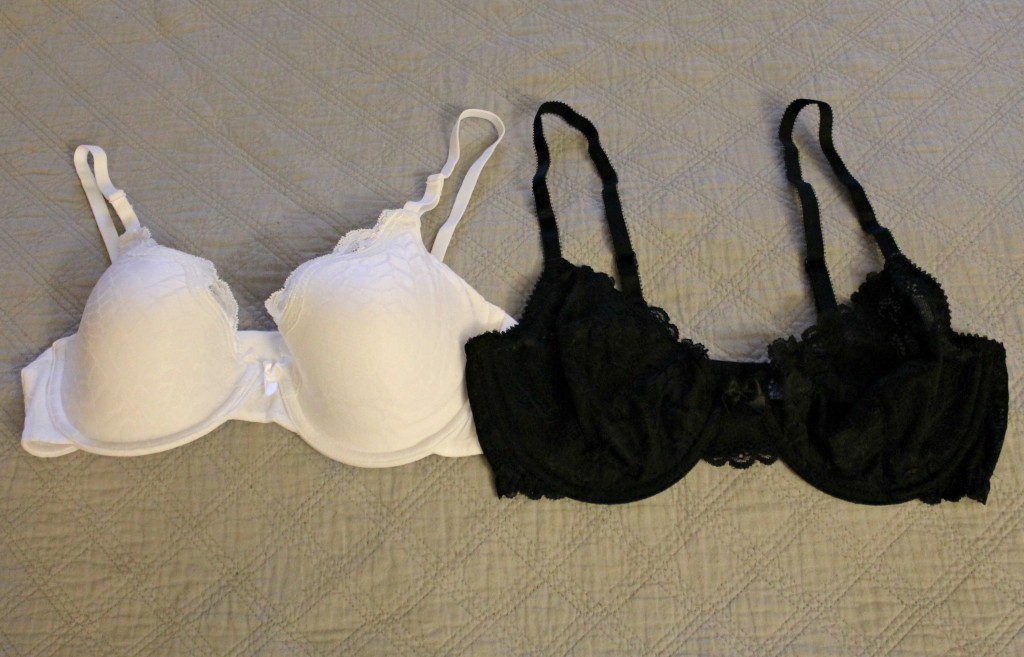 white demi bra and lace demi bra