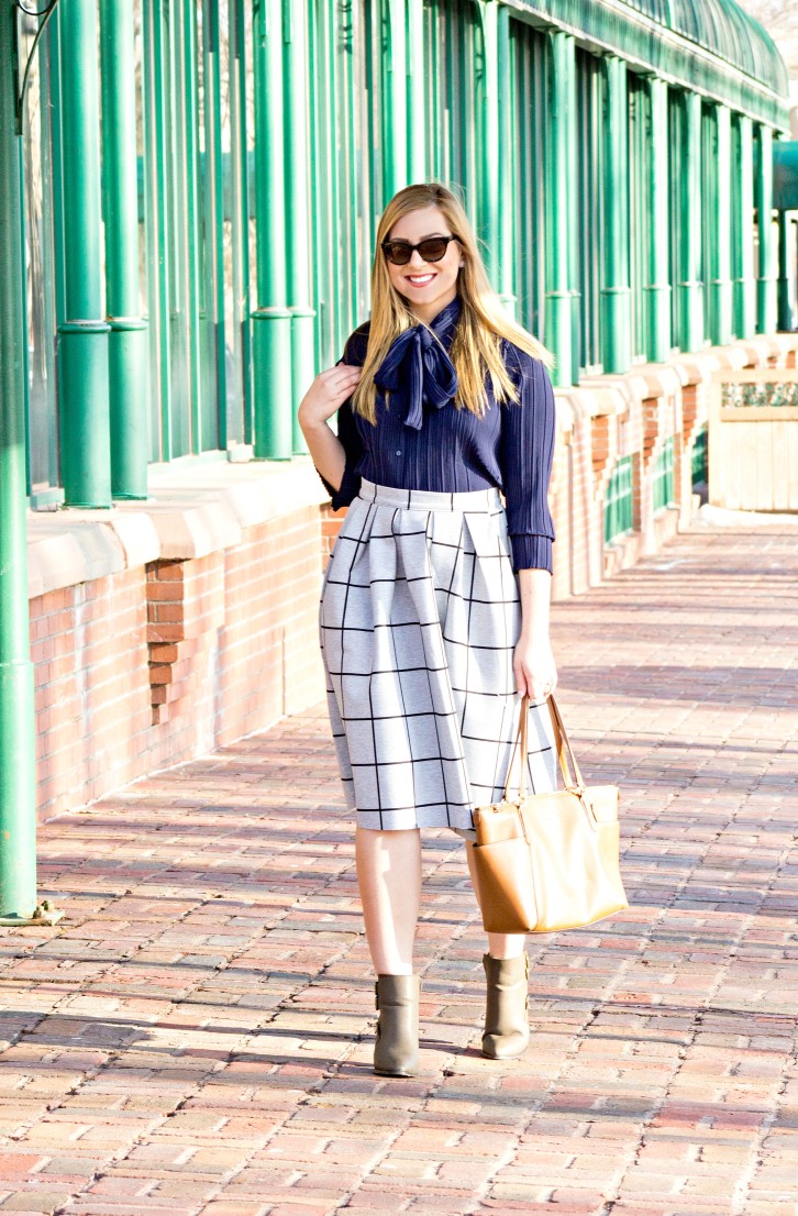 Grid Print Midi Skirt - Rachel's Lookbook